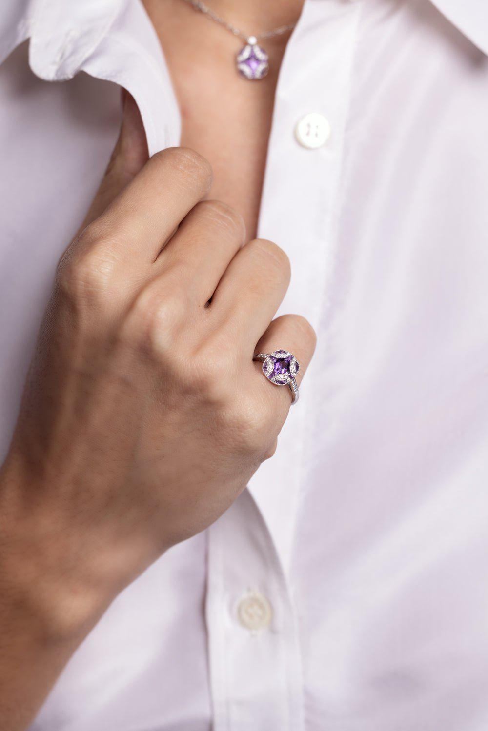 KWIAT-Argyle Amethyst Diamond Ring-WHITE GOLD