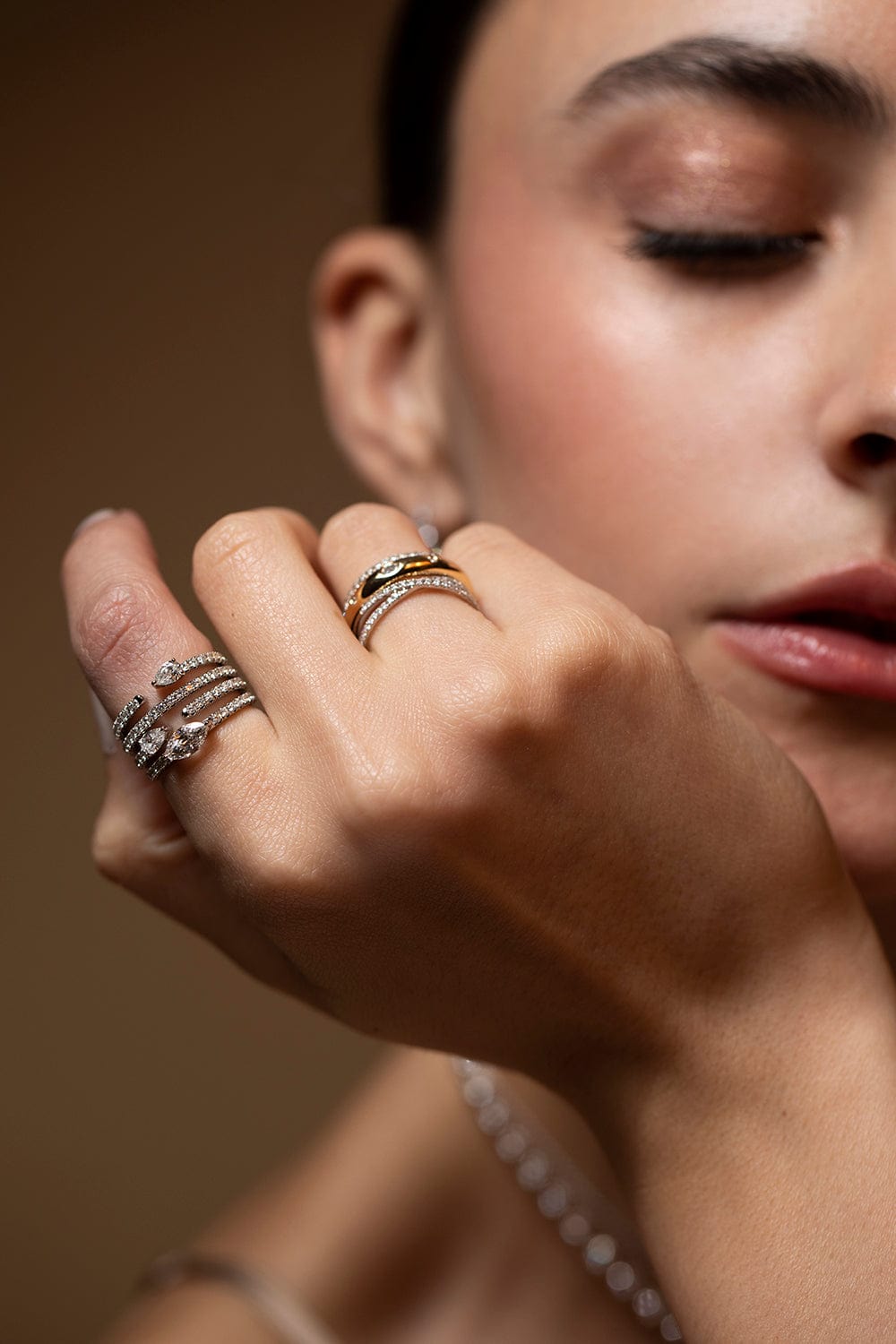 KWIAT-Duet Four Row Ring- White Gold-WHITE GOLD