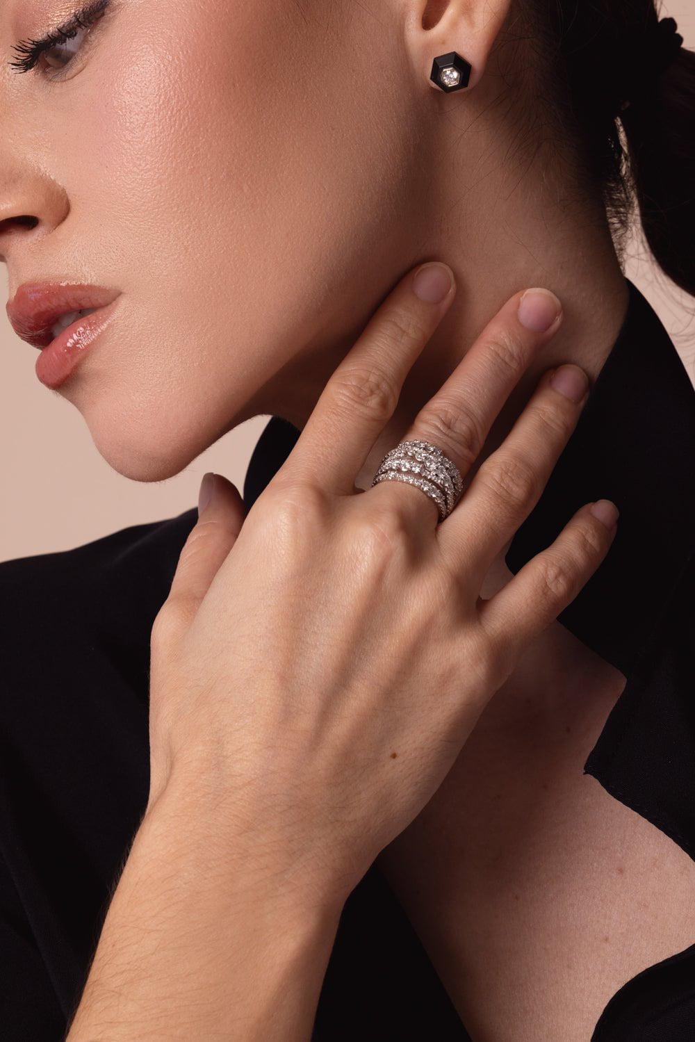 KWIAT-Lyric 5 Row Diamond Ring-WHITE GOLD