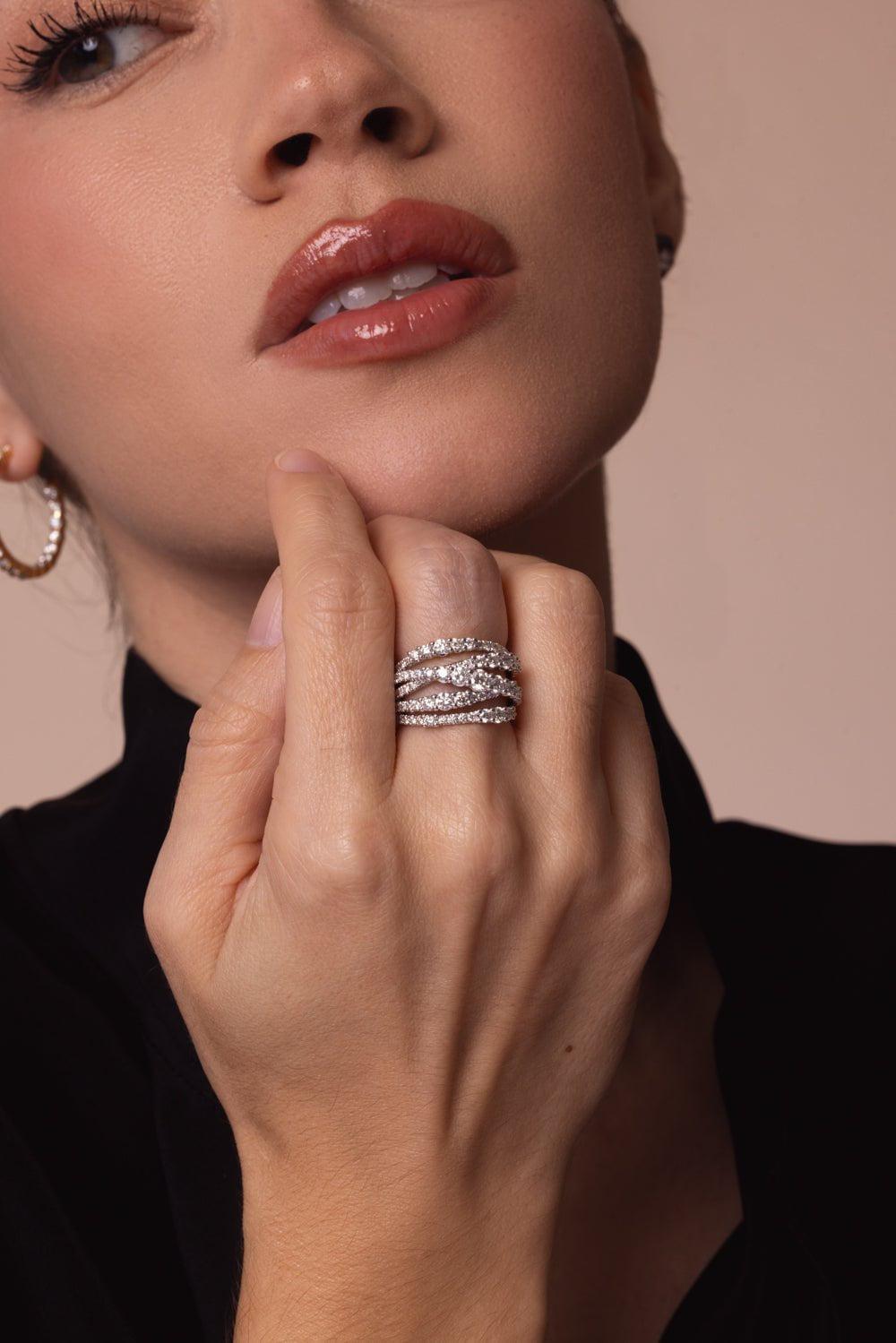 KWIAT-Lyric 5 Row Diamond Ring-WHITE GOLD