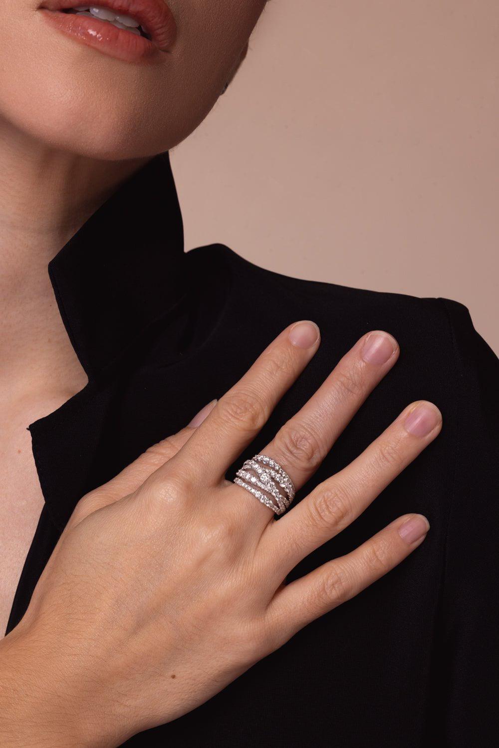 KWIAT-Lyric 5 Row Diamond Ring-WHITE GOLD