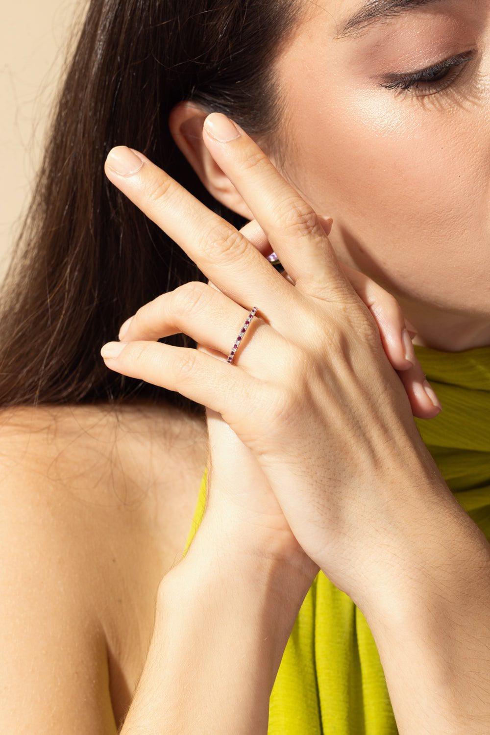 KWIAT-Stackable Diamond Ruby Slim Ring-WHITE GOLD