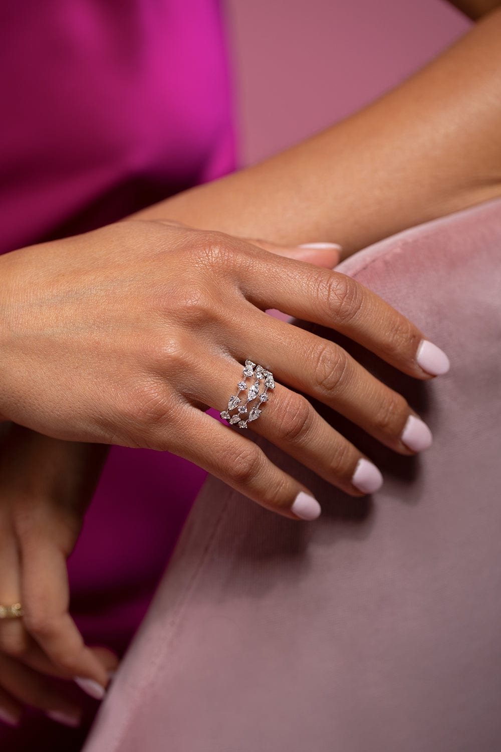 KWIAT-Starry Night 3-Row Ring-WHITE GOLD