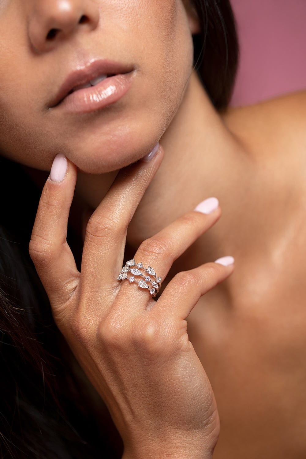 KWIAT-Starry Night 3-Row Ring-WHITE GOLD