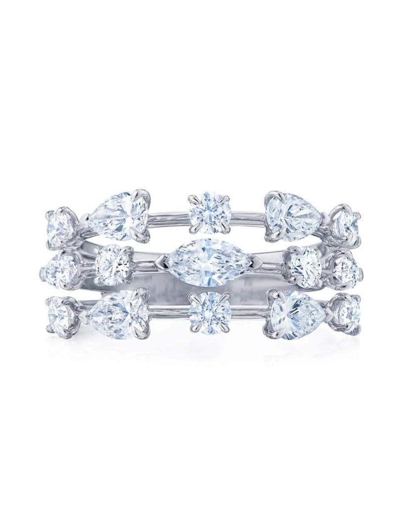 KWIAT-Starry Night 3-Row Ring-WHITE GOLD