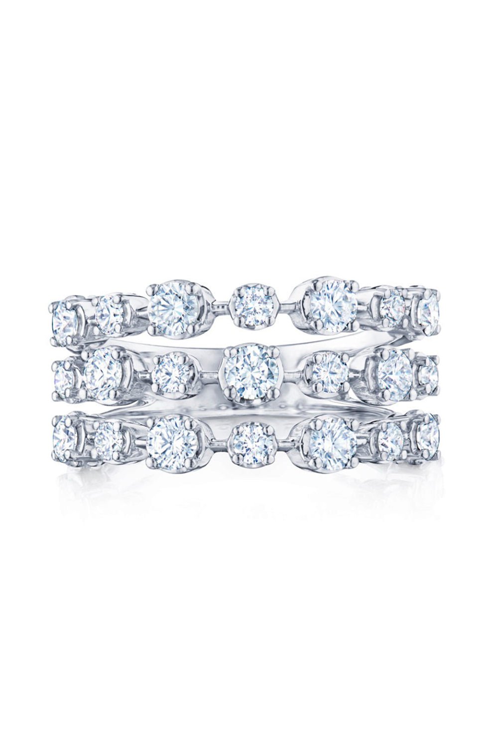 KWIAT-Starry Night Three Row Diamond Ring-WHITE GOLD