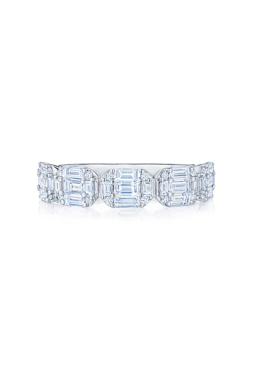 KWIAT-Sunburst Diamond Partway Band-WHITE GOLD