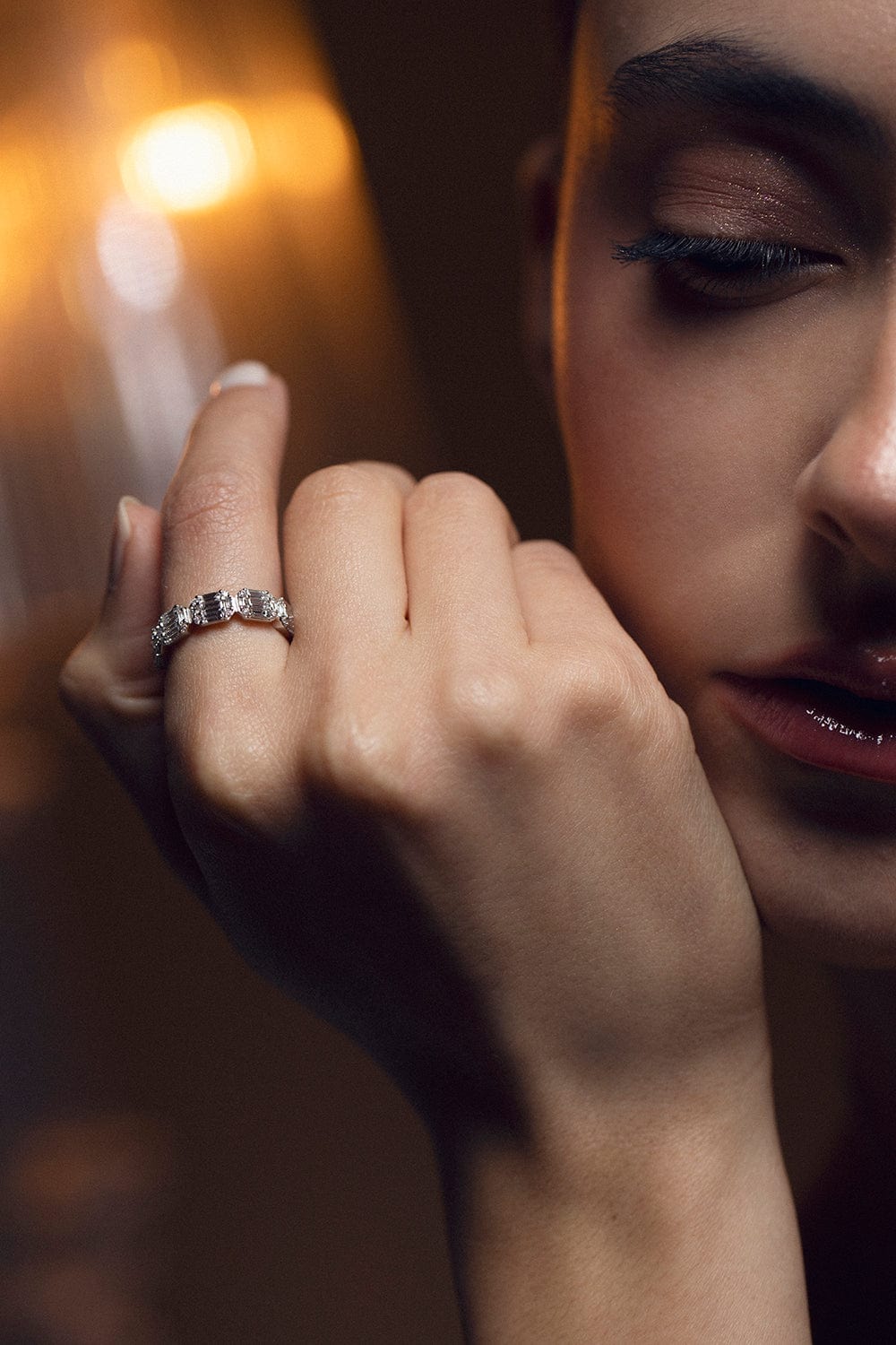 KWIAT-Sunburst Emerald Cut Diamond Ring-WHITE GOLD