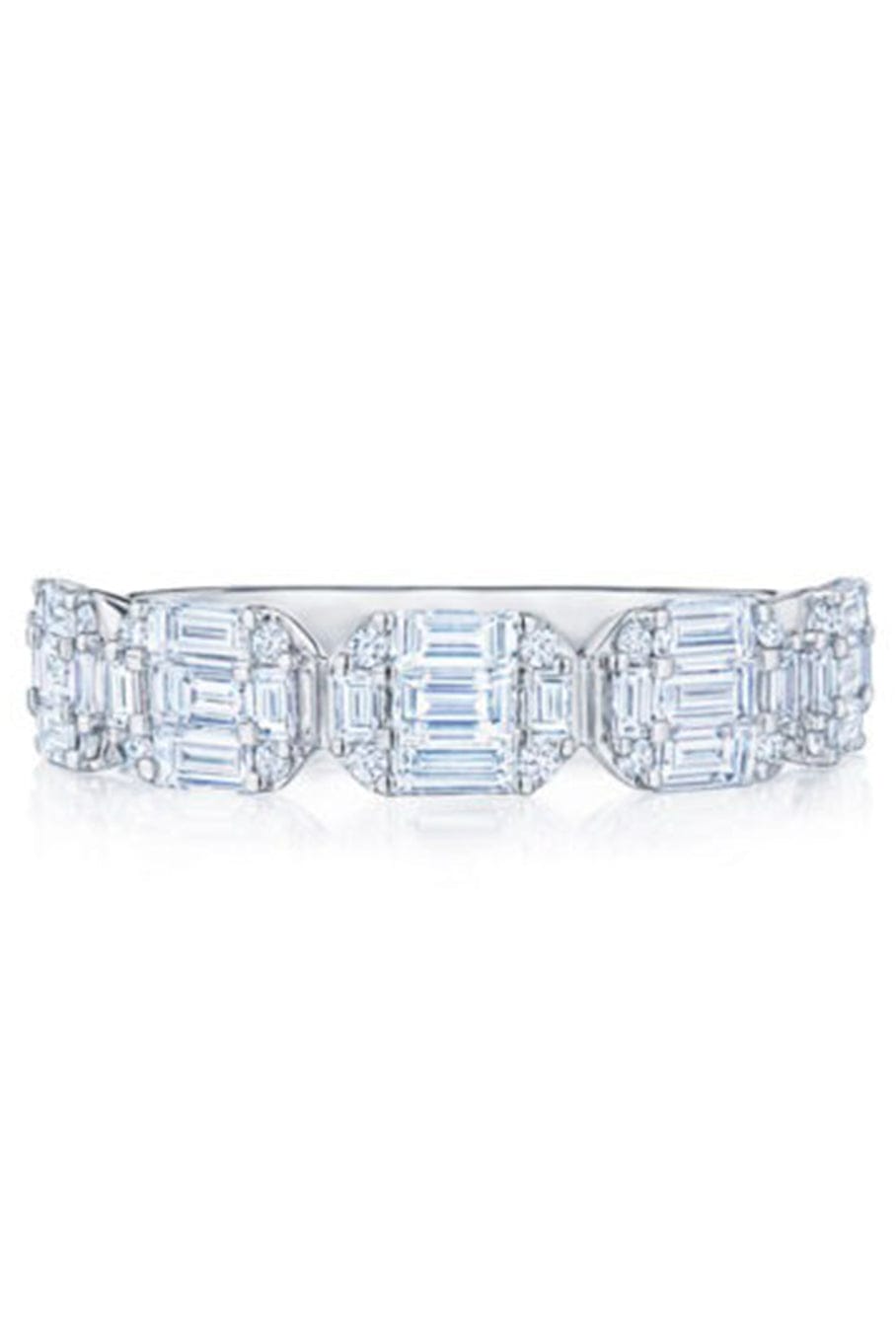 KWIAT-Sunburst Emerald Cut Diamond Ring-WHITE GOLD