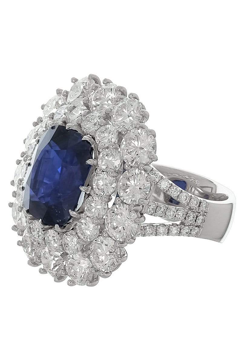 KWIAT-Cushion Sapphire and Diamond Cluster Ring-WHITE GOLD