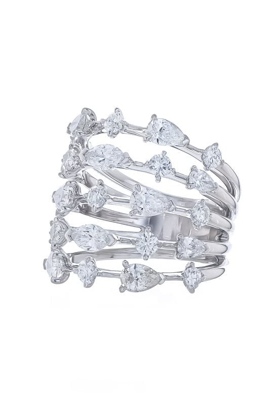 KWIAT-Starry Night 5 Row Diamond Ring-WHITE GOLD