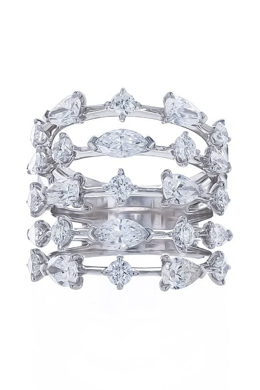 KWIAT-Starry Night 5 Row Diamond Ring-WHITE GOLD