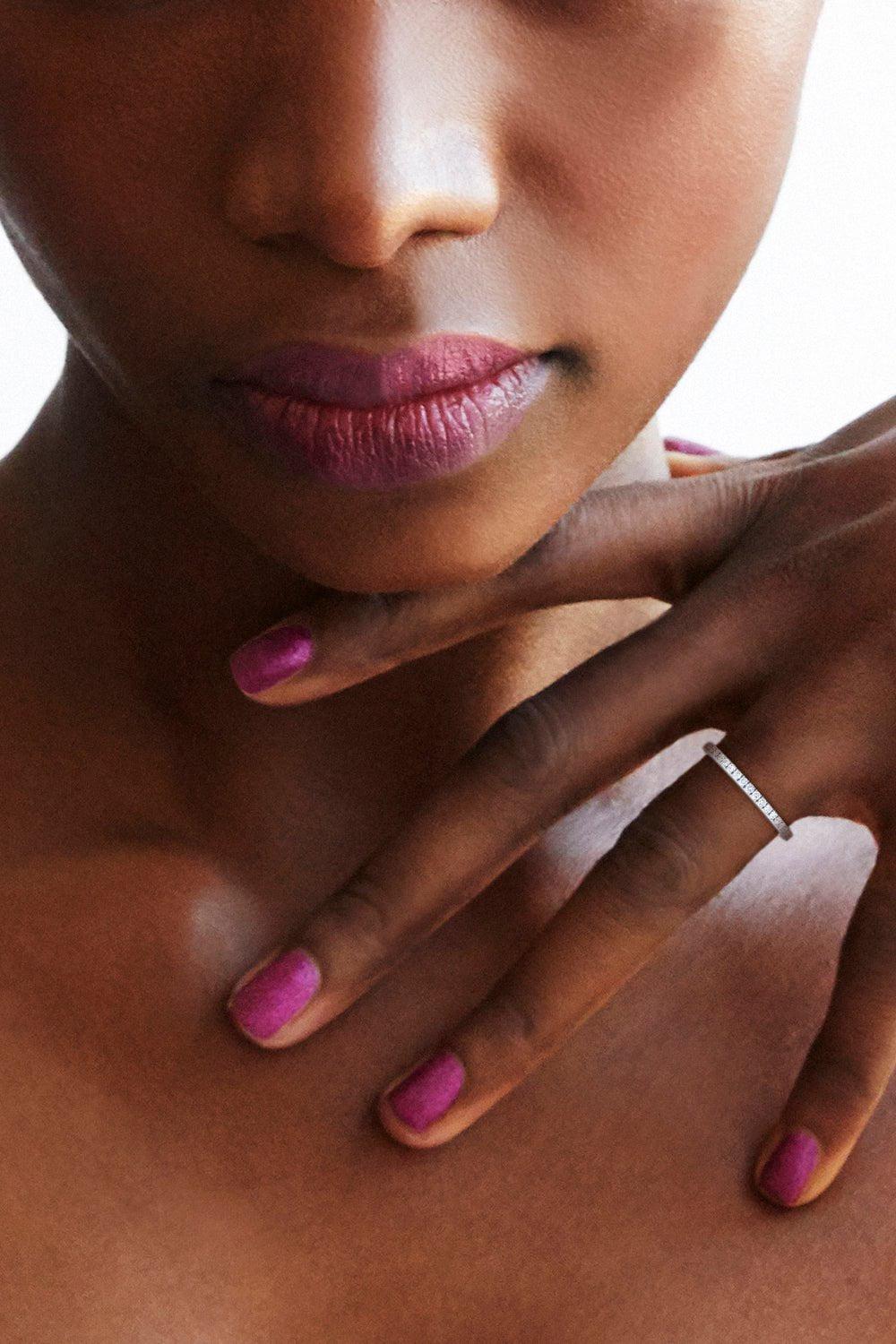 KWIAT-White Diamond Stackable Slim Ring-WHITE GOLD