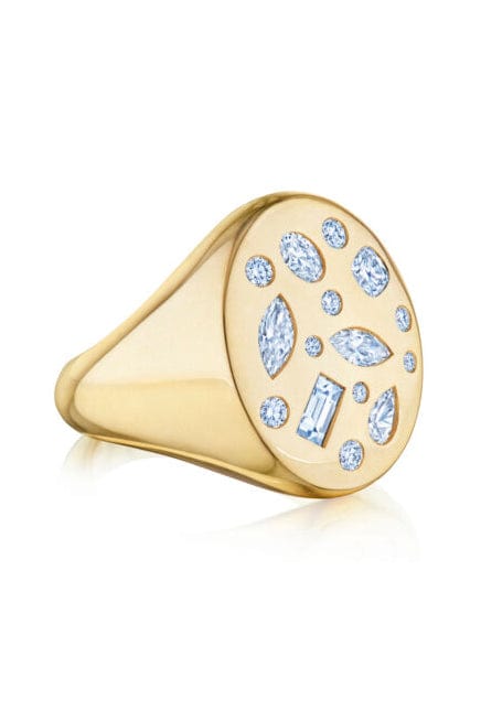 KWIAT-Diamond Cobblestone Signet Ring-YELLOW GOLD