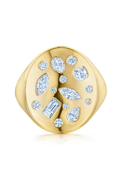 KWIAT-Diamond Cobblestone Signet Ring-YELLOW GOLD