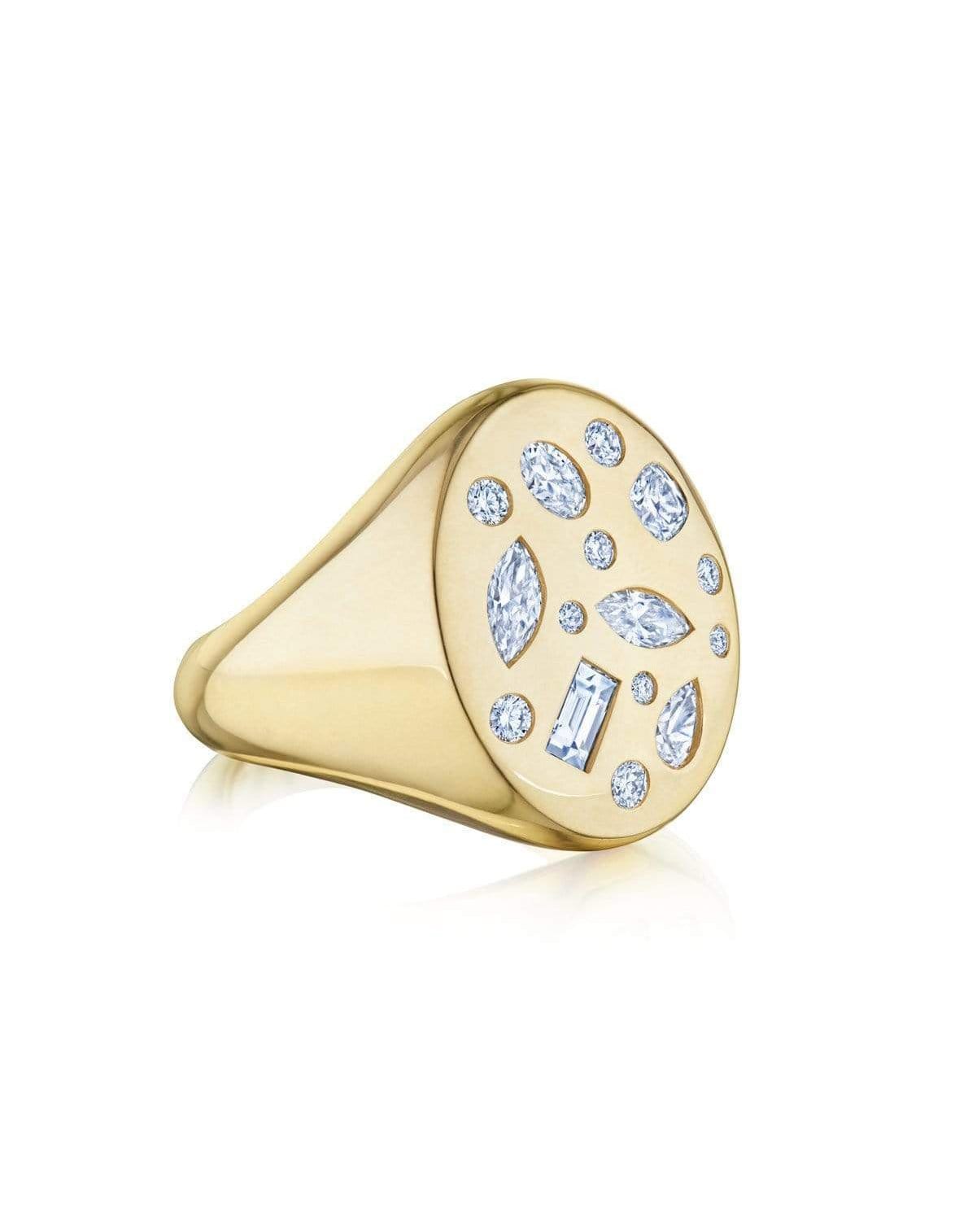 KWIAT-Small Cobblestone Signet Ring-YELLOW GOLD