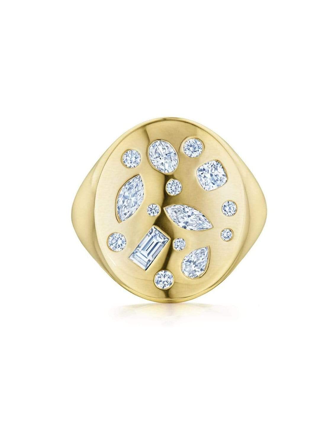 KWIAT-Small Cobblestone Signet Ring-YELLOW GOLD