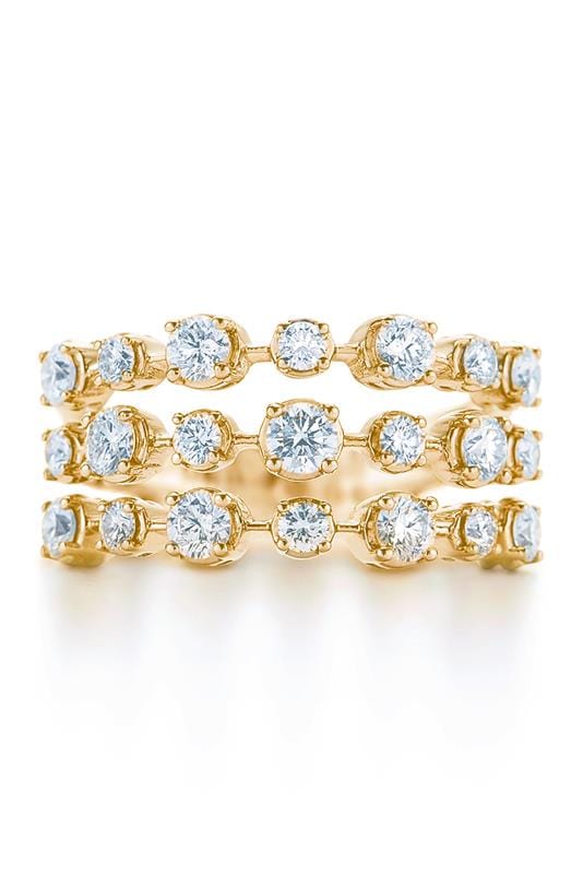 KWIAT-Starry Night 3 Row Diamond Ring-YELLOW GOLD