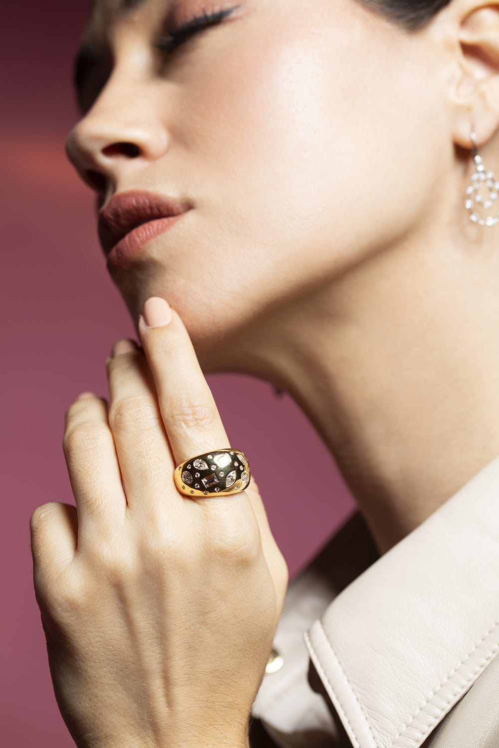 KWIAT-Diamond Cobblestone Wide Band Ring-YELLOW GOLD