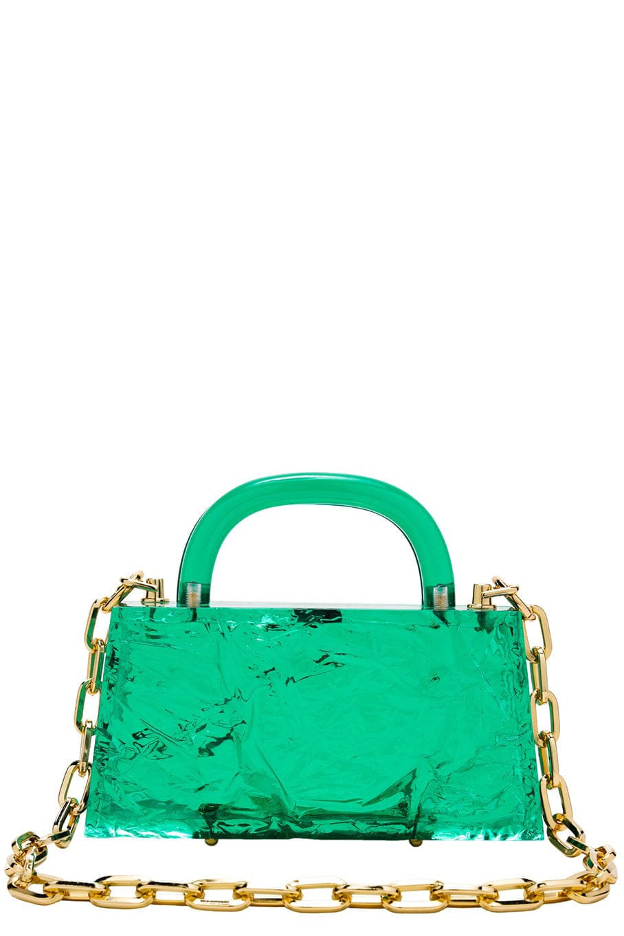 L' AFSHAR-Eva Crushed Ice Bag With Gold Chain-GREEN