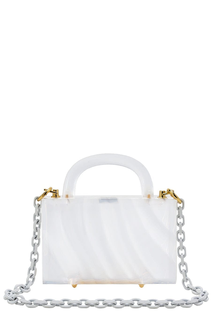 L' AFSHAR-Amnis Bag With Matte White Chain-MILKY WHITE