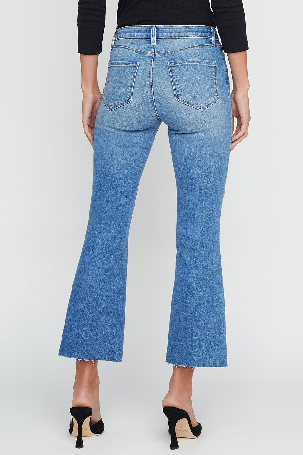 Mid Rise Medium Wash Back Center Seam '70s Flare Jeans | Express
