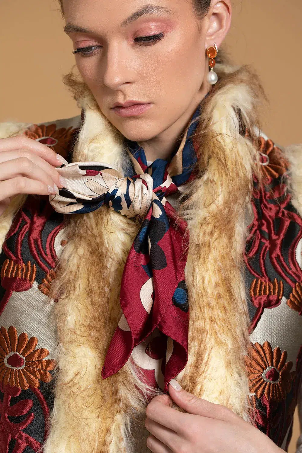 LA DOUBLEJ-Beat Flowers Foulard-RED