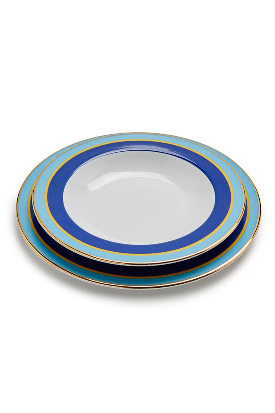 LA DOUBLEJ-Set of 2 Soup & Dinner Plates-BLU