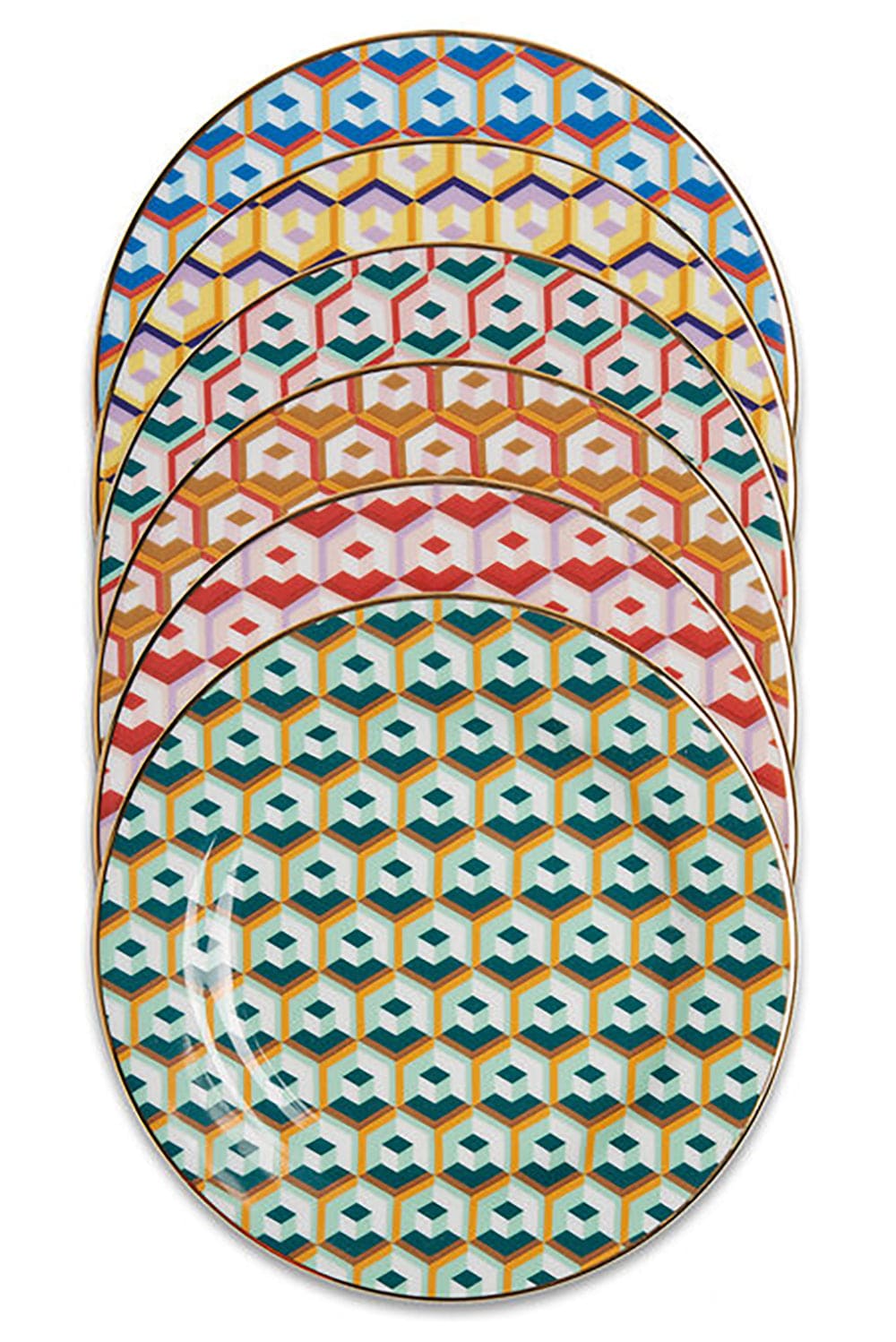 LA DOUBLEJ-Dessert Plates Set Of 6 - Cubi Mix-CUBIMIX