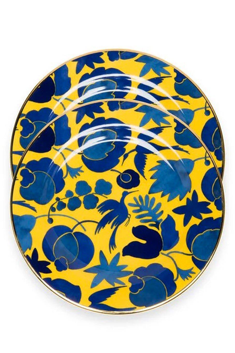 LA DOUBLEJ-Dessert Plates Set of 2 - Wildbird Giallo-GIALLO/BLUE