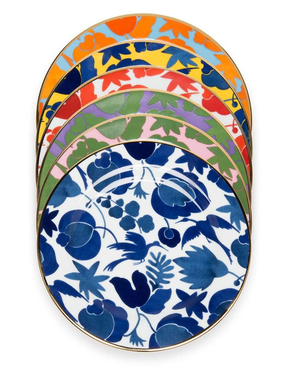 LA DOUBLEJ-Dessert Plates Set Of 6 - Wildbird Mix-MULTI