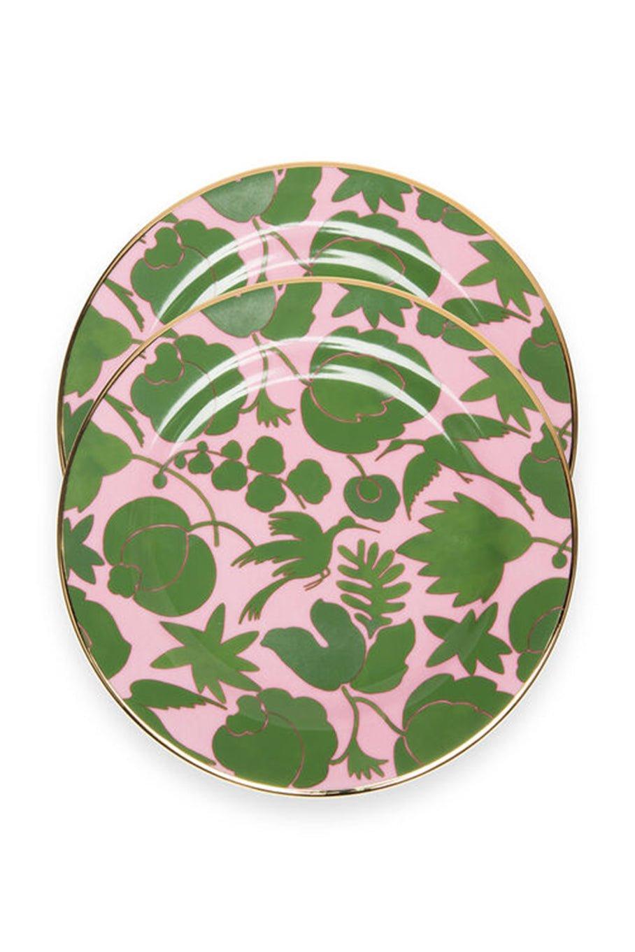 LA DOUBLEJ-Dessert Plates Set of 2 - Rosa-ROSA/VERDE