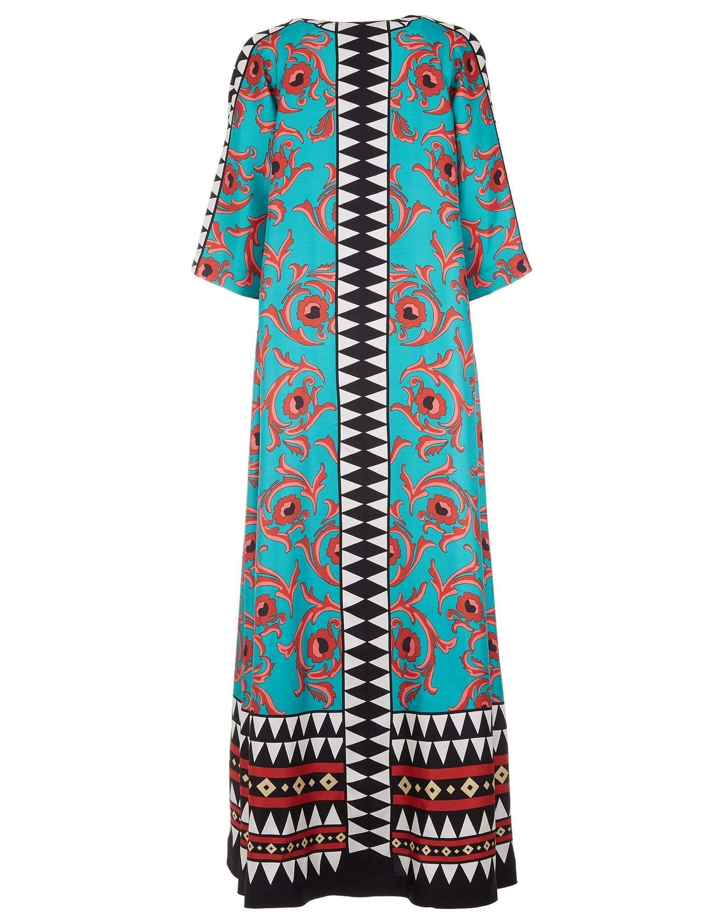 silk muumuu dresses Blue Fern Elegance Hawaiian Long Flare Dress / Muumuu Mall 12