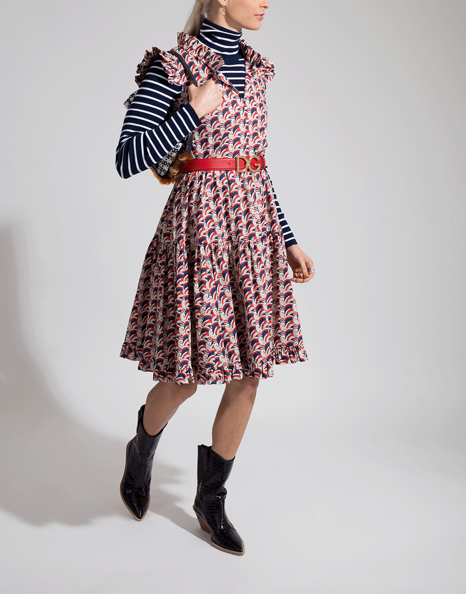 LA DOUBLEJ-Ruffle Neck Sassy Dress-