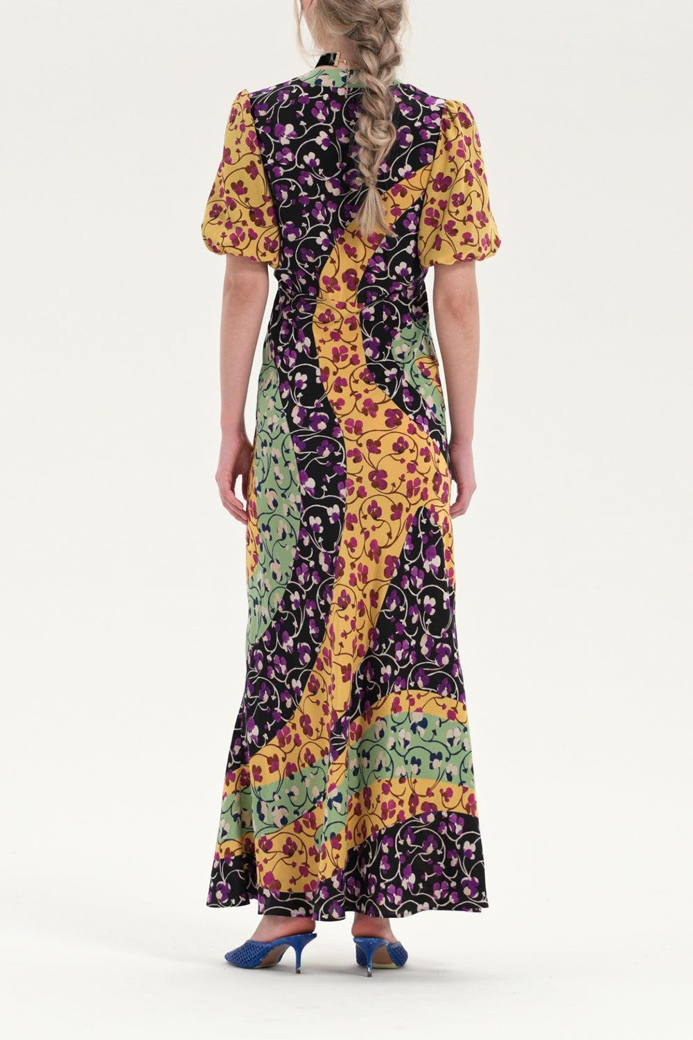 Marlene Dress - Honeysuckle Tricolor Placee-HONEYSKL-XS-CLOTHINGDRESSCASUAL-LA DOUBLEJ