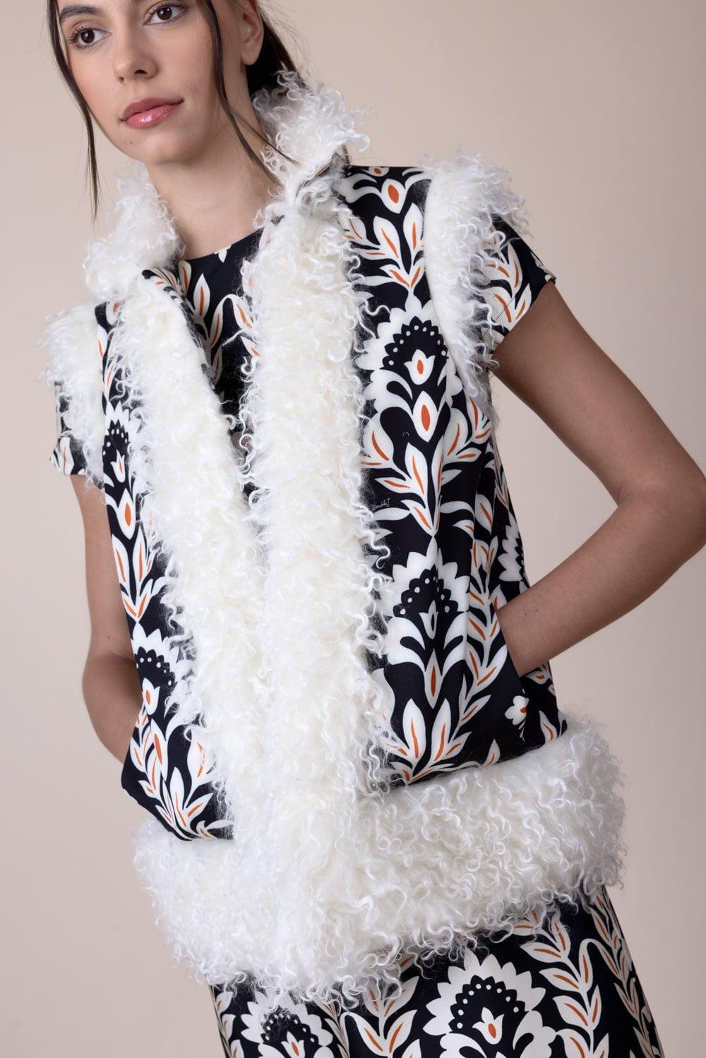 LA DOUBLEJ-Sleeveless Folk Jacket - Ghirlanda Black-