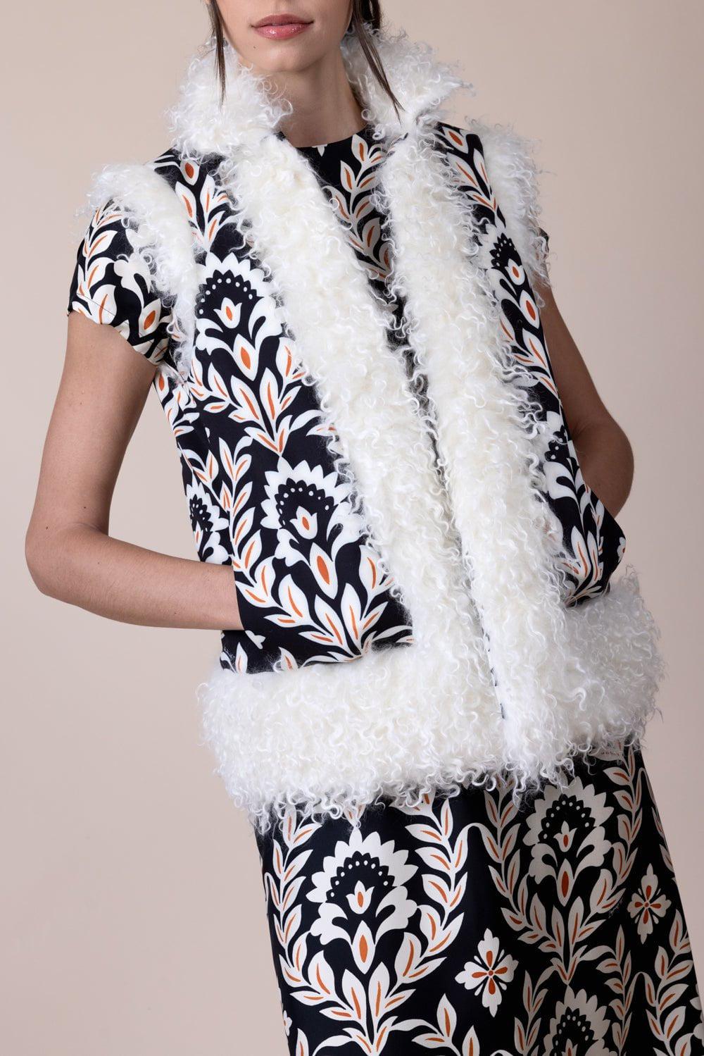 LA DOUBLEJ-Sleeveless Folk Jacket - Ghirlanda Black-