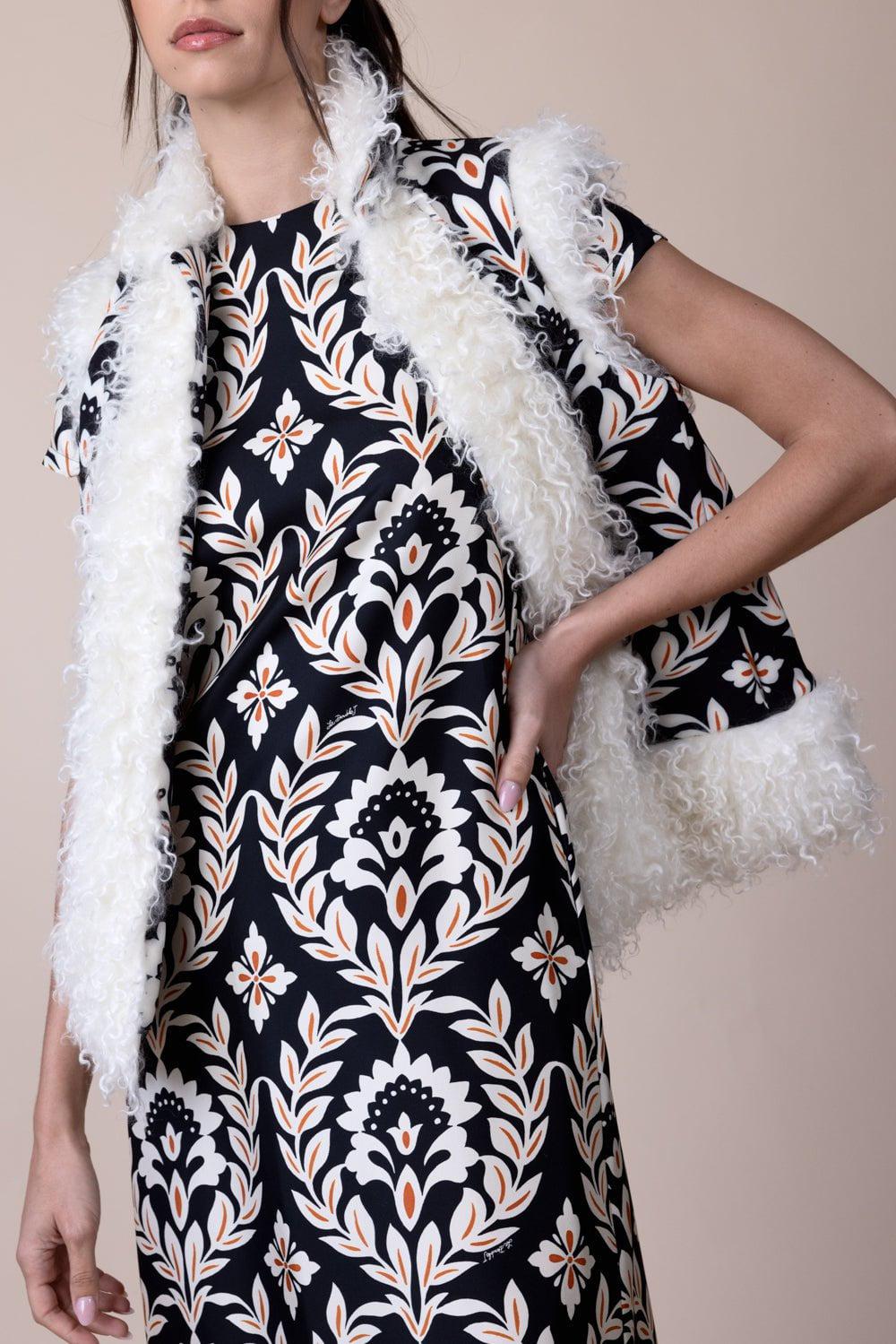 LA DOUBLEJ-Sleeveless Folk Jacket - Ghirlanda Black-