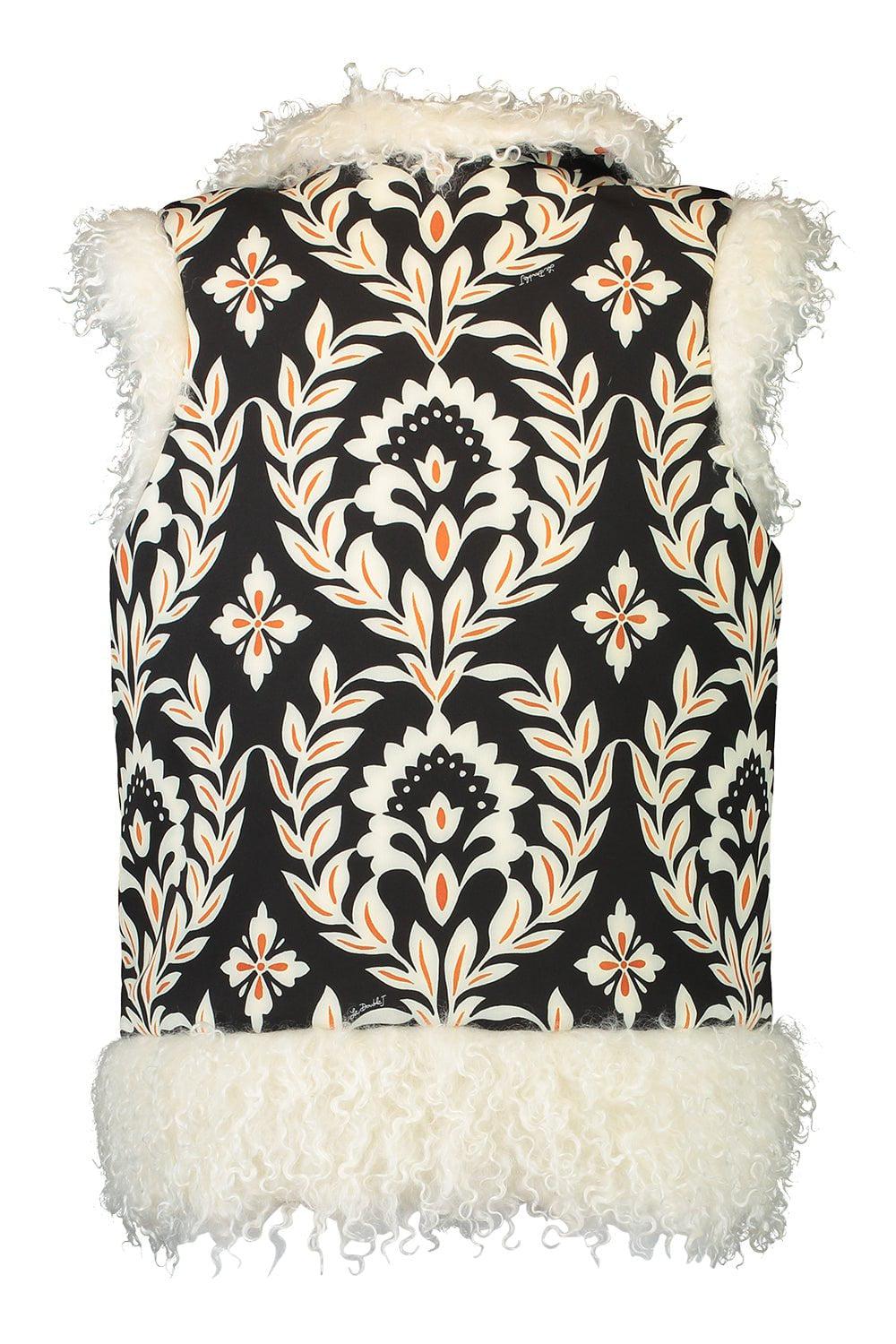 LA DOUBLEJ-Sleeveless Folk Jacket - Ghirlanda Black-