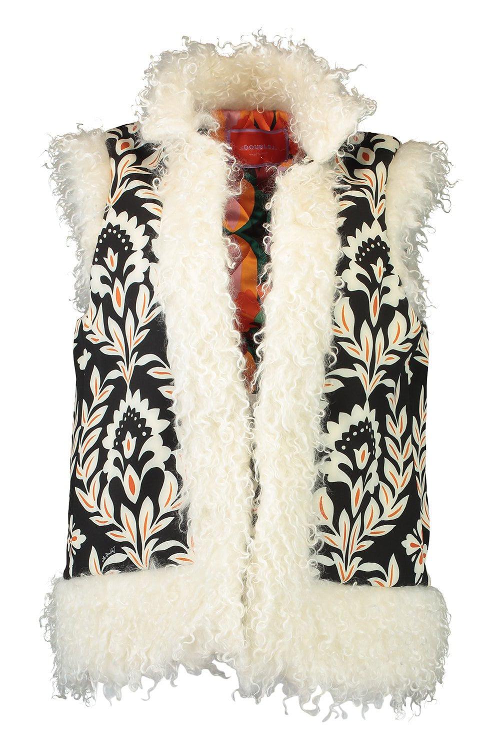 LA DOUBLEJ-Sleeveless Folk Jacket - Ghirlanda Black-