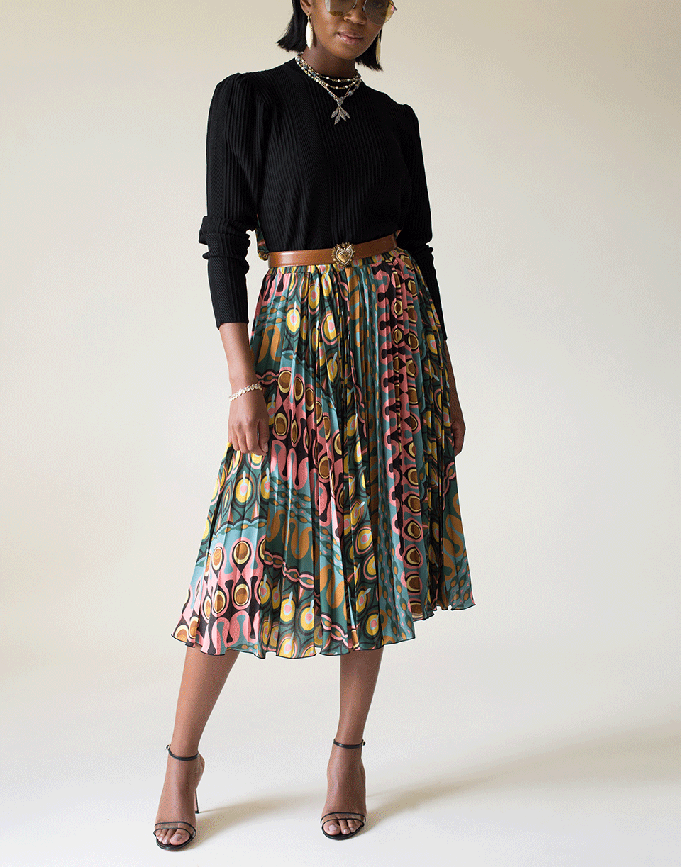 LA DOUBLEJ-Pleated Georgette Soleil Midi Skirt-