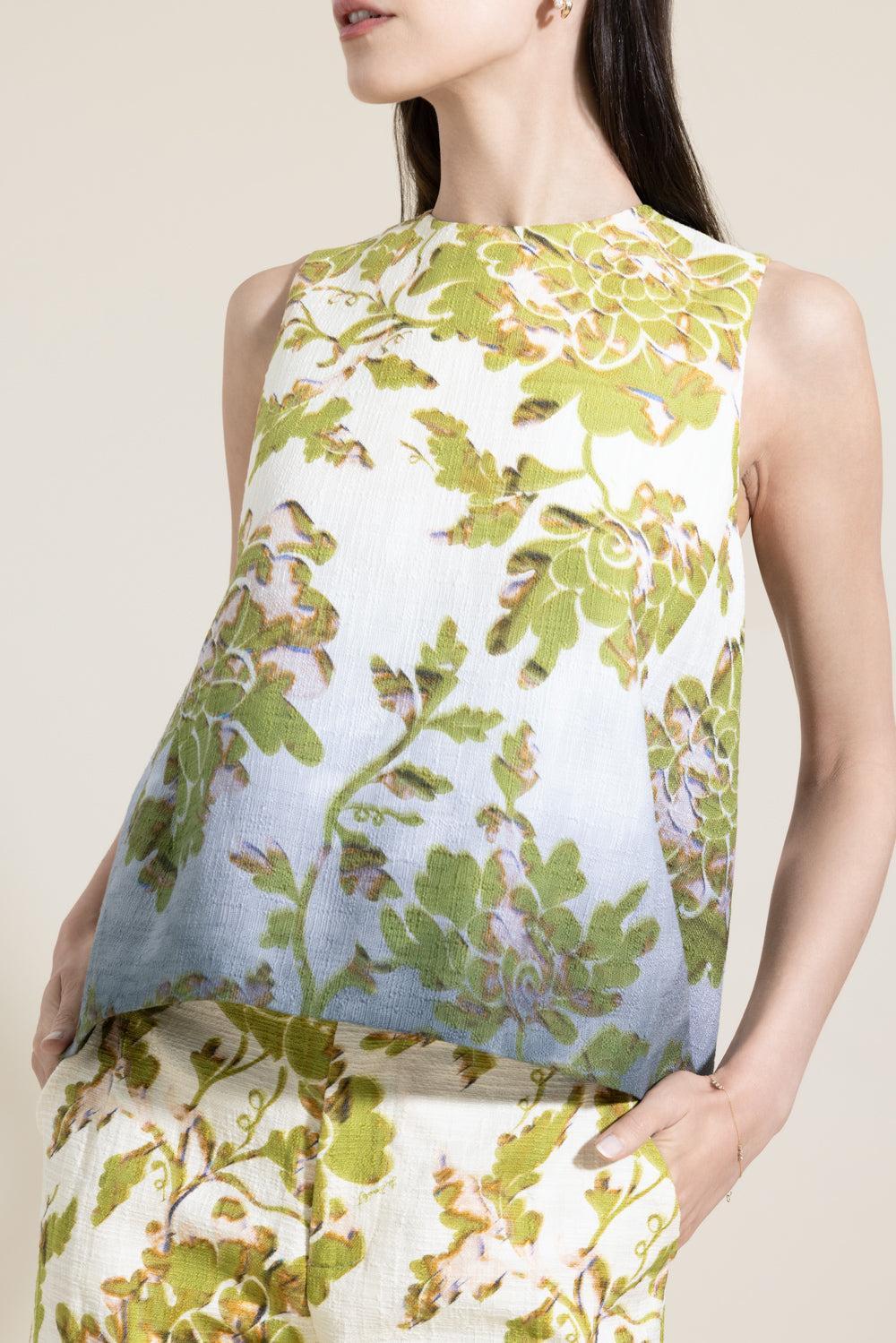 La Scala Top - Oasis Ombré Placée Black-FLORAL-40-CLOTHINGTOPBLOUSE-LA DOUBLEJ