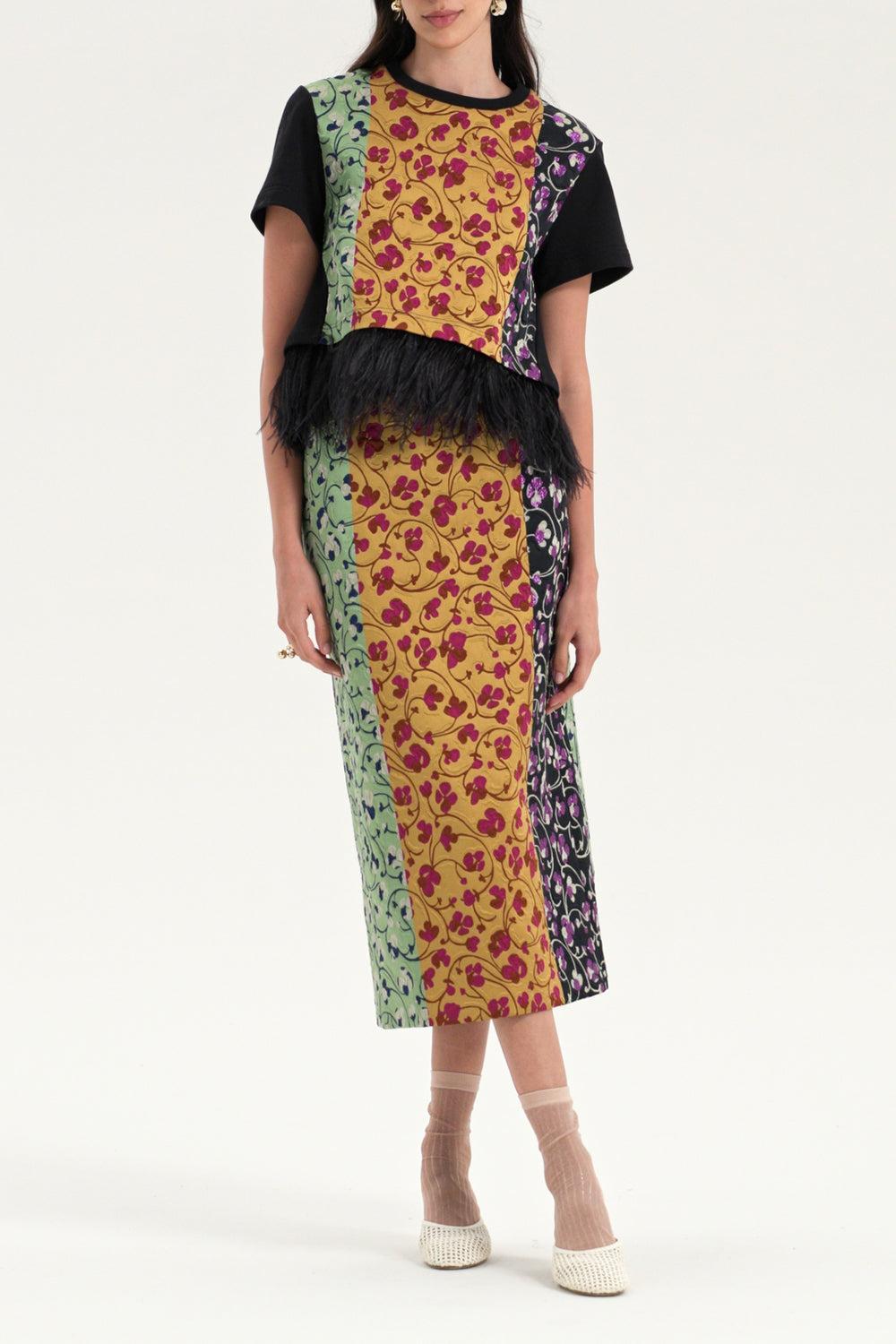 La Scala Tee - Honeysuckle Tricolor Placee-HONEYSKL-XS-CLOTHINGTOPBLOUSE-LA DOUBLEJ