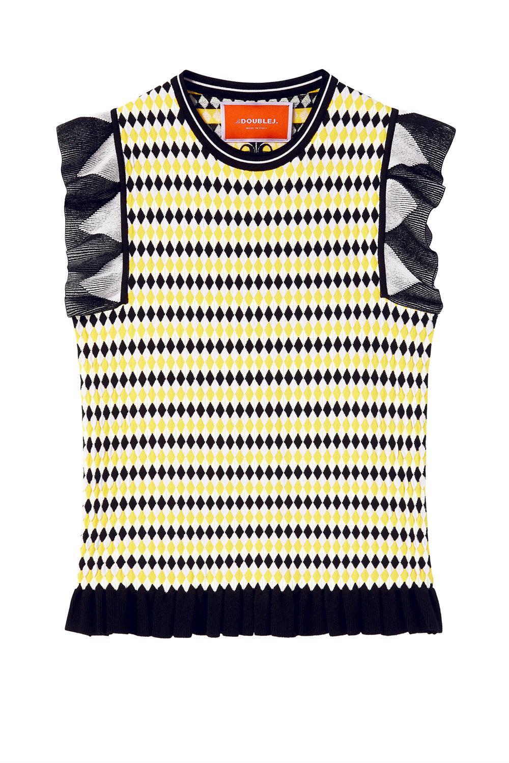 Checkers Top-YLWLKLLC-XS-CLOTHINGTOPKNITS-LA DOUBLEJ