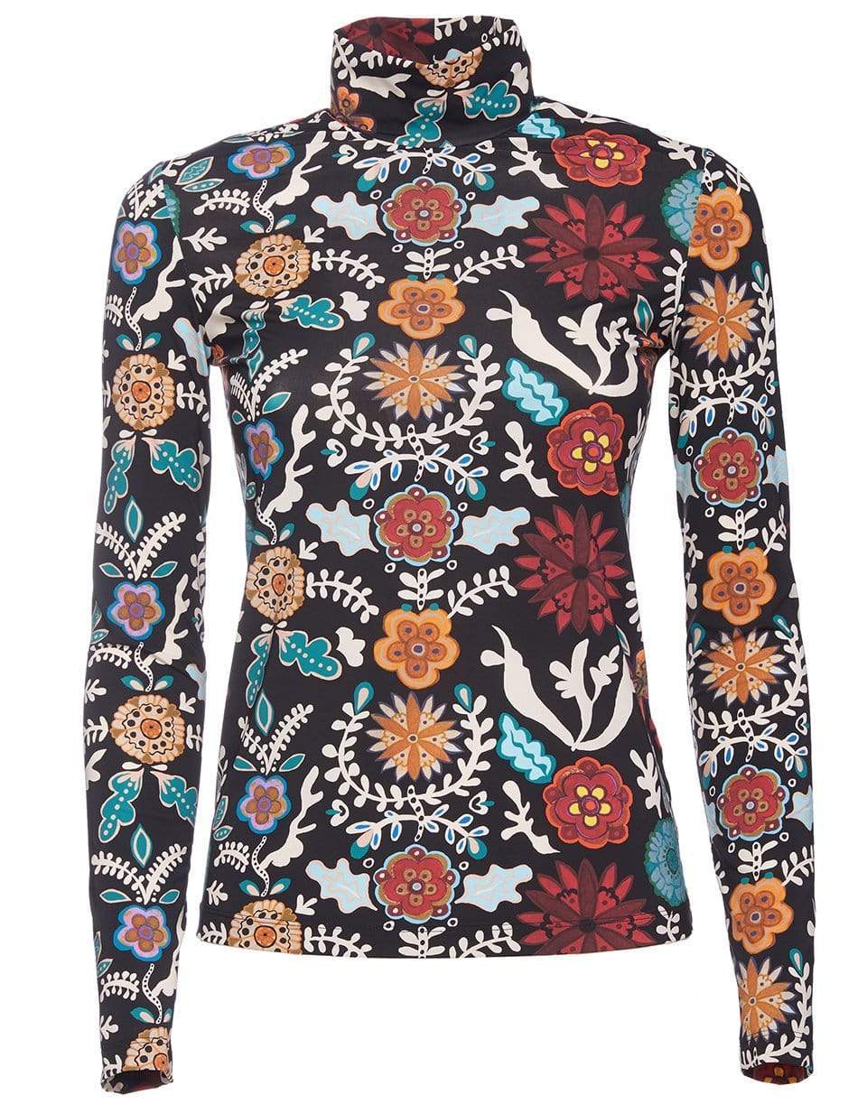 LA DOUBLEJ-Fire Flower in Skinny Jersey Turtleneck Top-