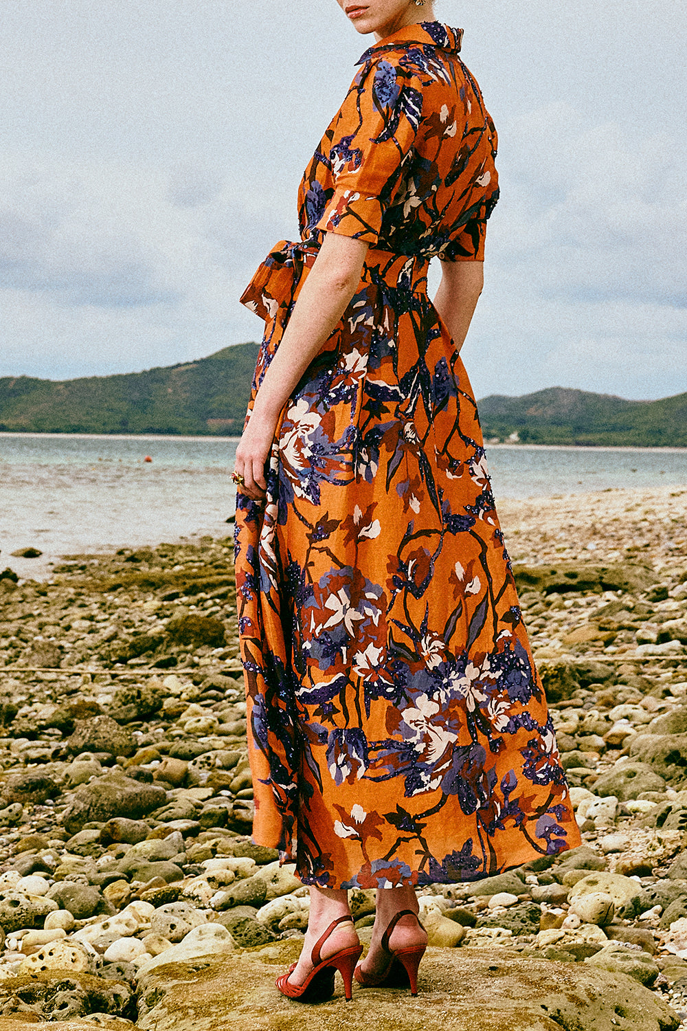  Coral Twilight Shirt Dress-FLORAL-XS-CLOTHINGDRESSCASUAL-LA FUORI 