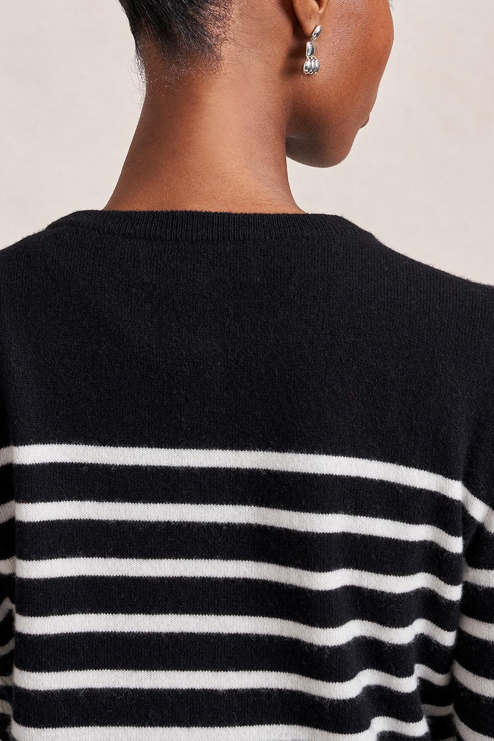 Striped Lean Lines Cardigan - Black Cream-STRIPE-XS-CLOTHINGTOPCARDIGAN-LA LIGNE