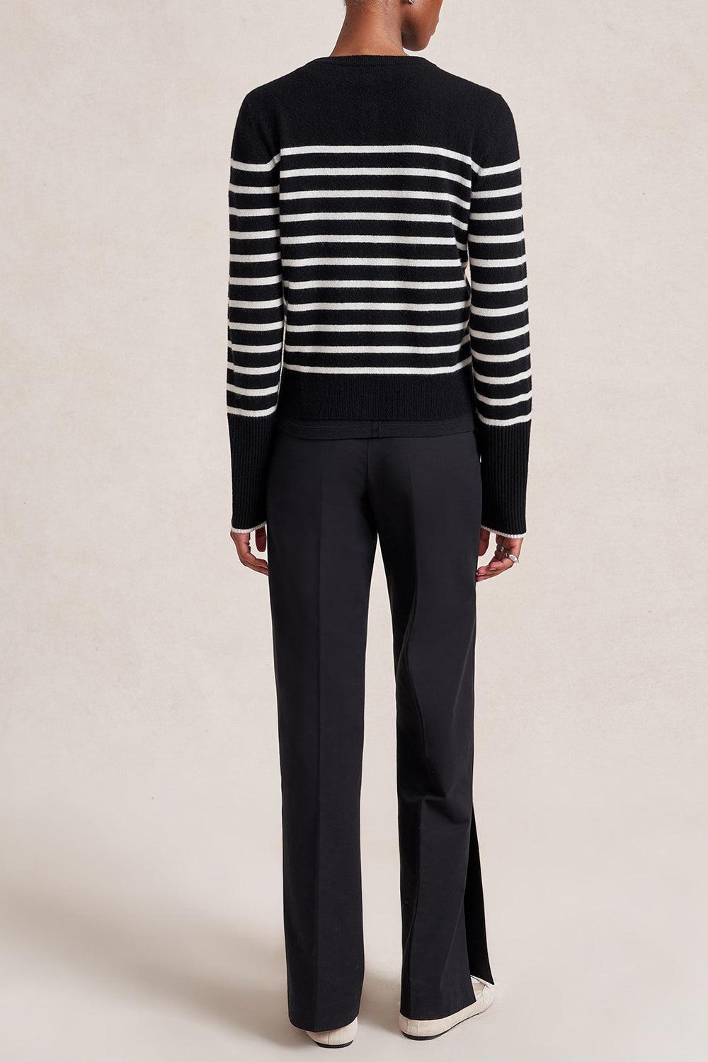 Striped Lean Lines Cardigan - Black Cream-STRIPE-XS-CLOTHINGTOPCARDIGAN-LA LIGNE