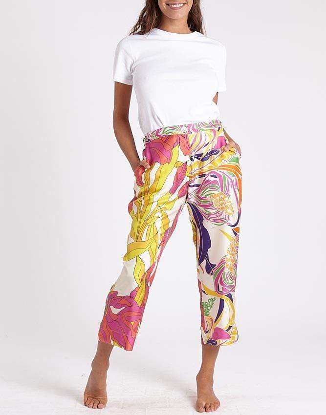 LA PRESTIC OUISTON-Mix Corail Chic Lucky Printed Crop Pant-