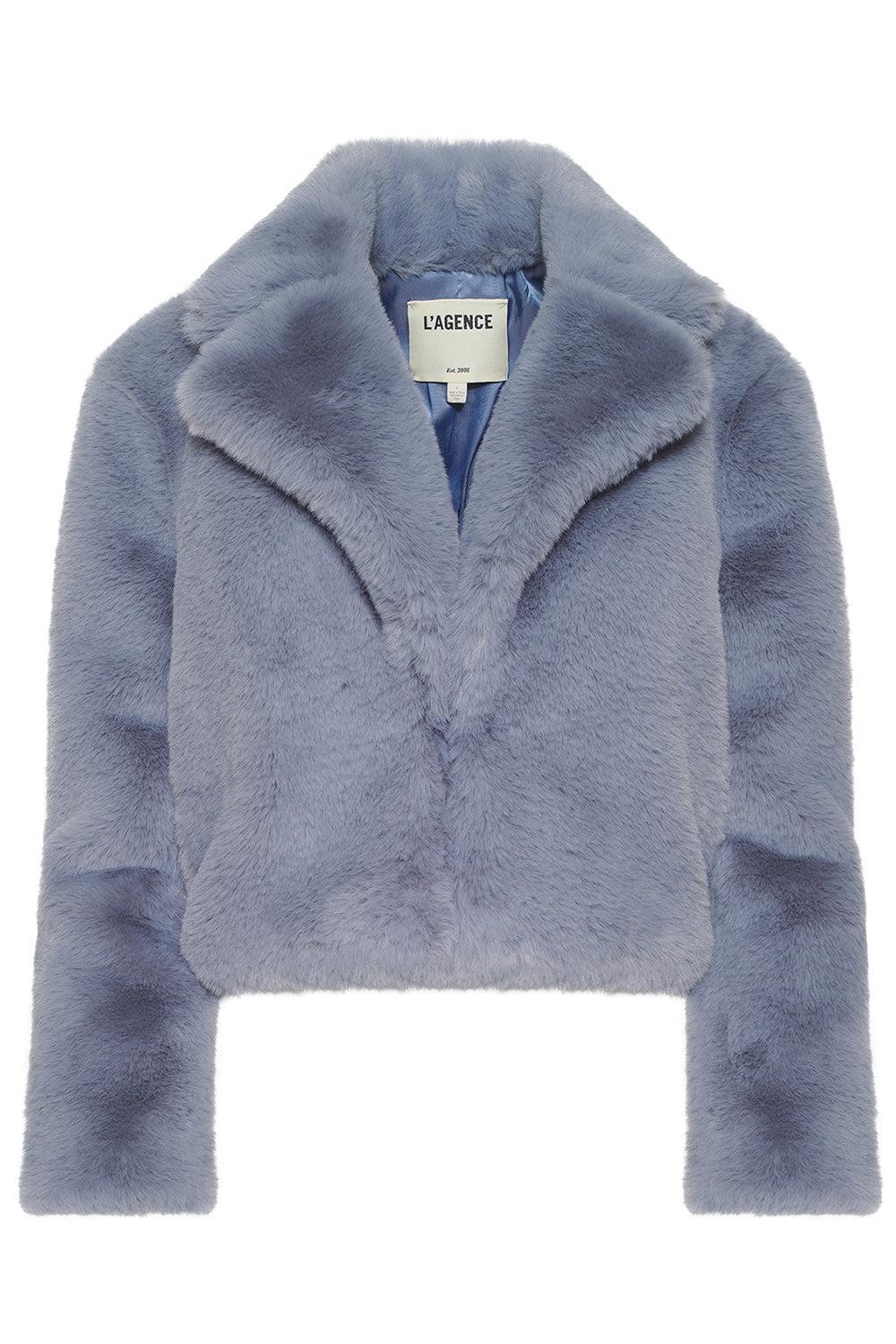 Aura Faux-Fur Cropped Coat-GREY-2-CLOTHINGCOATFUR-L'AGENCE